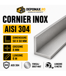Cornier inox AISI 304, 50 x 50 x 8 mm, 6 metri